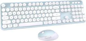 Youker Wireless Keyboard and Mouse Combo, 2.4GHz USB Wireless Connection Retro Keyboard with Numeric Keypad and Optical Mice Set Colorful Keyboard and Mice for PC/Laptop/Mac/Windows XP/7/8/10/11