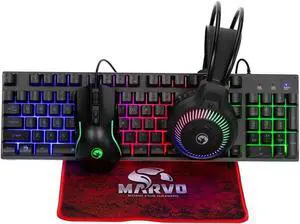 Marvo CM416 4-in-1 Wired Gaming Keyboard, Mouse, Headset and Mouse pad Combo kit