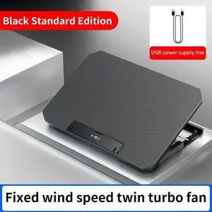 q100-black  Q100 17inch Gaming Laptop Cooler Fan Led Screen Two USB Port 2600RPM Laptop Cooling Pad Notebook Stand For Laptop fan cooler