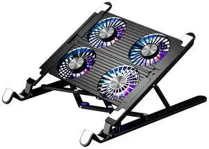 Black  Laptop Cooling Fan with 2/4 Fans Silent Gaming Laptop Cooler Fan RGB 7 Height Portable Laptop Holder for 11-17.3 Inch Laptops