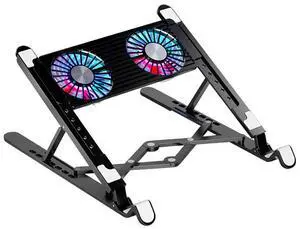 Black  Laptop Cooling Fan with 2/4 Fans Silent Gaming Laptop Cooler Fan RGB 7 Height Portable Laptop Holder for 11-17.3 Inch Laptops
