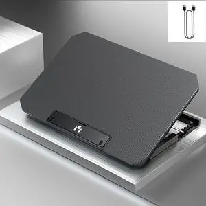 Black  Laptop Cooler Fan Gaming Laptop Cooling Pad with Two USB Port Notebook Stand Base for Laptop Cooler Adjustable Angle Wind Speed