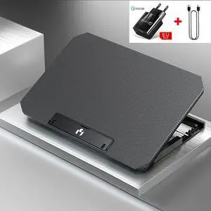 Black EU Plug  Laptop Cooler Fan Gaming Laptop Cooling Pad with Two USB Port Notebook Stand Base for Laptop Cooler Adjustable Angle Wind Speed