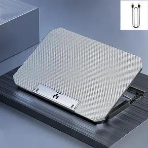 Silver  Laptop Cooler Fan Gaming Laptop Cooling Pad with Two USB Port Notebook Stand Base for Laptop Cooler Adjustable Angle Wind Speed