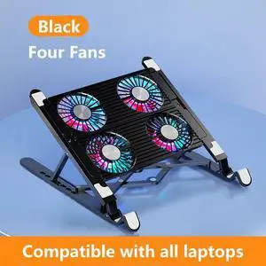 Four Fans Black ICE COOREL Laptop Cooler Splicing Stable Foldable Notebook Riser Portable Tablet Stand 7 Gears Adjustable Laptop Cooling Pads Four Fans Black ICE COOREL Laptop Cooler Splicing Stable Foldable Notebook Riser Portable Tablet Stand 7 Gears Adjustable Laptop Cooling Pads