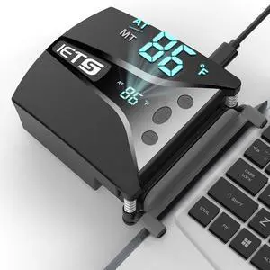 black  Laptop Fan Cooler for Gaming Laptop, Vacuum Heatsink Adjustable Speed Auto-Temp Detection 13 Wind Speed With Temperature Display