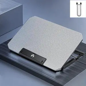 silvery USB  Laptop Cooler Large Size For 12-17 Inch Notebook TwoLaptop Cooling Pads Wind Speed Adjustable Silent Laptop Cooler Stand