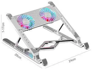 2 Fans Laptop Cooler For Notebook RGB Gaming Ice Cooling Pad Aluminum Alloy Heat Sink 11-17 inch Foldable Laptop Stand 4Radiator 2 Fans Laptop Cooler For Notebook RGB Gaming Ice Cooling Pad Aluminum Alloy Heat Sink 11-17 inch Foldable Laptop Stand 4Radiator
