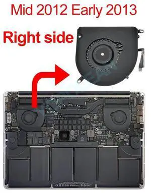 2012 only Right side  Full Test Original A1398Right CPU Cooling Fan For MacBook Pro Retina 15" A1398 Mid2012 Early 2013 Late 2013 2014 2015 Year