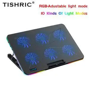 10 light modes  Laptop Cooler Laptop Cooling Pad 6 Quiet Fans High-speed Cooling Supports Laptop Accessories Cooler Notebook Base Radiator