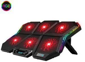 COOLCOLD K40 RGB Laptop Cooler 6-fan Cooling Stand Mute Design with Adjustable Wind Speed Stand Height Colorful Light Effect COOLCOLD K40 RGB Laptop Cooler 6-fan Cooling Stand Mute Design with Adjustable Wind Speed Stand Height Colorful Light Effect