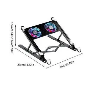 Double fan model  Laptop Cooler PC Notebook LaptopFolding Height Adjustable Powerful Silent Laptop Cooling Stand Avoid Overheating