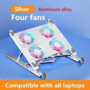Silver Aluminum 4 Fa Upgraded Laptop Cooler 2/4Foldable Laptop Cooling Pad RGB 7 Height Adjustable Notebook Stand for 11-17.3 Inch Laptops Silver Aluminum 4 Fa Upgraded Laptop Cooler 2/4Foldable Laptop Cooling Pad RGB 7 Height Adjustable Notebook Stand for 11-17.3 Inch Laptops