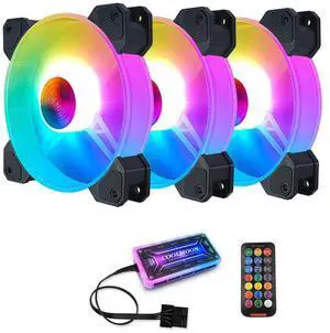 3fans 1controller  1-6PCS 120mm RGB Desktop Computer Cooling Fan Gorgeous Chassis Radiator Cooler for COOLMOON Household Computer Accessories