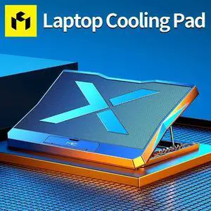 q3-Black and blue st  Q3 Gaming Laptop Cooler With Six Fans Adjustable Height Silent Cooling Pad Laptops Computer Stand For Laptops Below 15.6-inch