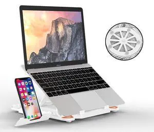 White ICE COOREL Laptop Stand 8 Gears Adjustable Height Rotatable Bottom Selectable Portable Foldable Non Slip Aluminum Laptop Holder White ICE COOREL Laptop Stand 8 Gears Adjustable Height Rotatable Bottom Selectable Portable Foldable Non Slip Aluminum Laptop Holder