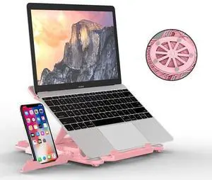 Pink ICE COOREL Laptop Stand 8 Gears Adjustable Height Rotatable Bottom Selectable Portable Foldable Non Slip Aluminum Laptop Holder Pink ICE COOREL Laptop Stand 8 Gears Adjustable Height Rotatable Bottom Selectable Portable Foldable Non Slip Aluminum Laptop Holder