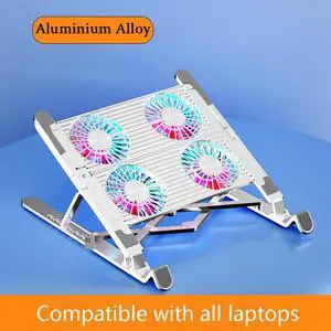 Silvery Foldable Laptop Radiator And Holder, Cooling Pad Bracket With Silent Fan For Macbook Tablet Notebook Stand Table For Laptop Acce Silvery Foldable Laptop Radiator And Holder, Cooling Pad Bracket With Silent Fan For Macbook Tablet Notebook Stand Table For Laptop Acce