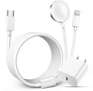 AIlawuu for Apple Watch Charger,2 in 1 iPhone and iWatch Magnetic Fast Cord 6ft,Wireless Charging Cable with C Wall Charger Block for Apple Watch ultra/9/8/SE/7/6,for iPhone 14/13/12/11