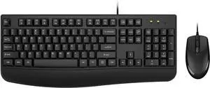 Wired Keyboard and Mouse Combo, Full-Sized Ergonomic Computer Keyboard with Palm Rest and Optical Wired Mouse for Windows