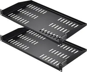 2PCS 1U Server Rack Shelf, Universal Vented Rack Mount Cantilever Tray for 19 inch Network Equipment Rack & Cabinet, 10" Deep Rack Mount Shelf, Weight Capacity 50 lbs Wall Mount Rack Shelf