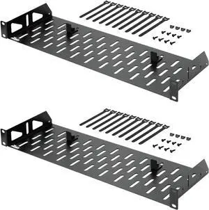 1U Rack Shelf,19 inch Rack Shelf 6 inch Depth,Rack Mount Shelf with Anti-Slip Stops,Server Rack Shelf and Network Shelf for 19 in Equipments, 55lbs Capacity of Vented 1U Shelf,No Lip(2 Pack)