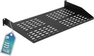 Server Vented Shelf - 19 Inches, 10'' Deep, 1U Universal Integration Server Vented Rack Mounting Tray for Consistent Airflow, Cantilever Mount, Device and Equipment Wall Mounting - Black