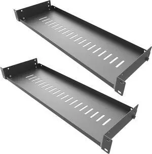 2 Pack of 1U Vented Cantilever Server Rack Mount Shelf 6" (154mm) Deep for 19" Network Cabinet or Equipment Rack, Disassembled Black(6V2PC)