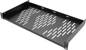 1U Universal Rack Shelf, 10" Deep Vented Cantilever Tray, for 19 Network Equipment Rack & Cabinet (1PCS, Black)