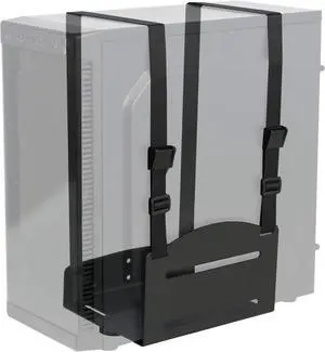 Universal PC Wall Mount, Adjustable Steel Bracket, Computer Case, Open Frame CPU Strap Holder, Black, MOUNT-PC03V