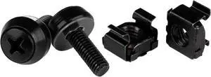 M5 Cage Nuts and Screw - 12 mm Rack Screws and Cage Nuts - 50 Pack - Black - Replacement Serve Rack Screws , TAA (CABSCREWM5B)