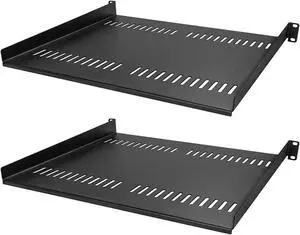 350mm (13.77") Deep, Heavy Duty Steel 1U 19'' Wide Vented Shelf for Server Cabinet. 2 Pack 7 Year Warranty!