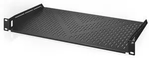 Vented Cantilever 1U Universal Rack Shelf, 10" Deep, for 19 Equipment Racks. Heavy-Duty 2.4mm Cold Rolled Steel, 60lbs Capacity