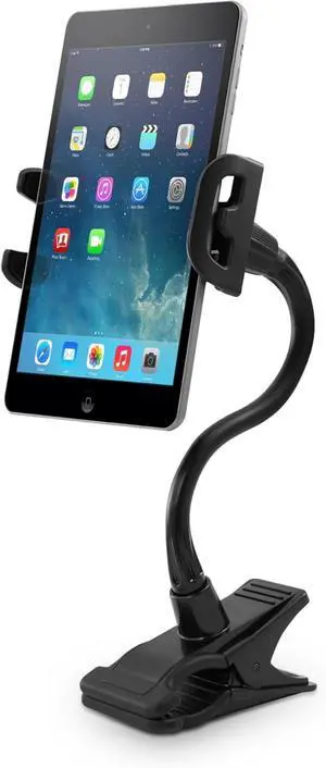 Adjustable Gooseneck Tablet Holder & Phone Clip - Works with Phones & Tablets up to 8 - Flexible Phone Holder & Tablet Mount with Clip On Clamp for Desks up to 1.75 Thick (CLIPMOUNT),Black