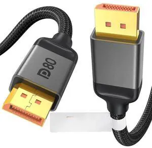 80Gbps DisplayPort Cable 2.1 6.6FT/2M [VESA Certified], [8K@240Hz, 4K@540Hz 360Hz 240Hz] DP 2.1 Cable 16K, DP80 HDR DSC Display Port Cord Compatible FreeSync Gaming Monitor 5090 7900XTX,S1334