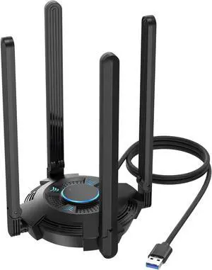 X5400 USB WiFi Adapter for PC, WiFi 6 USB Adapter with Tri-Band 6GHz/2402Mbps, 5GHz/2402Mbps, 2.4GHz/573Mbps,4x5 dBi Antennas,OFDMA,WPA3, Only for Windows 11/10