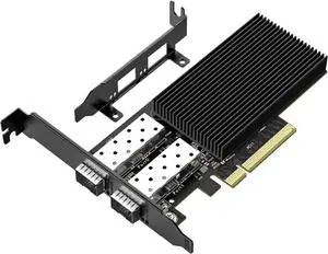 10Gb SFP+ PCIe NIC Network Card with Dual 10Gbps SFP+ Port, Intel 82599(X520-DA2) Chip, 10G Ethernet LAN Adapter Support Windows7/8/10/11/Linux/VMware, Compatible with PCI Express X8 & X16