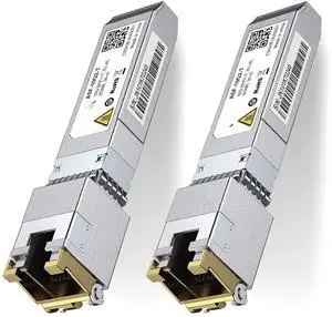 SFP+ to RJ45 10Gb Module, Support 1G/2.5G/5G/10GBase-T RJ45 SFP+ Module, Compatible for Cisco SFP-10G-T, Ubiquiti UACC-CM-RJ45-MG, Mikrotik, Netgear, TP-Link, and More, up to 30 Meters, 2 Pack