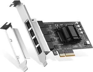 4 Ports 2.5G PCIe Network Card, RTL8125B LAN Controller, 2500/1000/100Mbps RJ45 Ethernet NIC Adapter, Support PXE for Windows/Linux