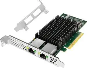 X8 to 2X 10GbE NIC Card, 2X 10Gbps RJ45 Ports, PCIE X8 Lane, Intel X540-AT2 Converged Ethernet Controller, 10GbE PCIE Network Adapter for Windows and Linux Desktop PCs (X540T2)
