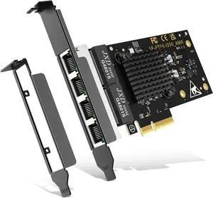 4 Port Gigabit Base-T Network Card, Intel I350 Controller, 4 Port 1G PCIe Ethernet Adapter, 4 x 1Gbe RJ45 Port NIC Card, Windows10/11/Windows Server/Linux