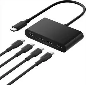 Connect USB-C to 4-Port Hub, Multiport Adapter with 4 USB-C 3.2 Gen2 Ports & 100W PD with Max 10Gbps High Speed Data Transfer for MacBook, iPad, Chromebook, PC, and More, Blac