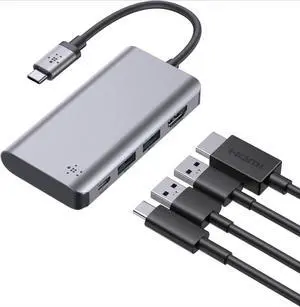 USB C Hub, 4-in-1 Multi-Port Laptop Dock with 4K HDMI, USB C Docking Station with 100 Watt Pass-Through Power Delivery, 2 X USB A Ports For MacBook Pro, Air, iPad Pro, Chromebook and More