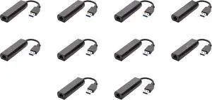 USB 3.0 to 10/100/1000 Gigabit Ethernet Internet Adapter, 10-Pack, Black