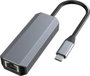 5Gbps USB-C to Ethernet Adapter, RJ45 to USB C 5 Gigabit LAN Network Adapter, Grey Aluminum Case Ethernet to USB Network Dongle Compatible with Laptops, Computers, MacBook, Surface and More