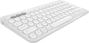 Pebble Keys 2 K380s, Multi-Device Bluetooth Wireless Keyboard with Customizable Shortcuts, Slim and Portable, Easy-Switch for Windows, macOS, iPadOS, Android, Chrome OS - Tonal White