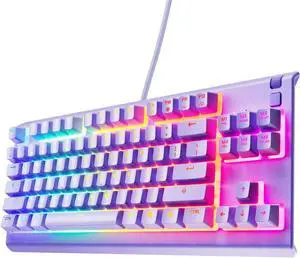 Apex 3 TKL Lavender RGB Gaming Keyboard  Tenkeyless Compact Form Factor  8-Zone RGB Illumination  Water and Dust Resistant  Whisper-Quiet Gaming Switch