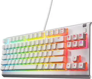 Apex 3 TKL White RGB Gaming Keyboard  Tenkeyless Compact Form Factor  8-Zone RGB Illumination  Water and Dust Resistant  Whisper-Quiet Gaming Switch