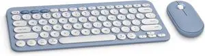 Pebble 2 Combo for Mac, Wireless Keyboard and Mouse, Slim, Quiet and Portable, Customizable, Bluetooth Mouse and Keyboard, Easy-Switch, for macOS, iPadOS - Tonal Blue