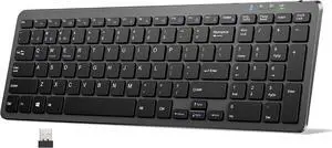 Wireless Bluetooth Keyboard Rechargeable - Ultra Slim 2.4G+BT Keyboard with Number Pad, Multi Devices Easy Switch, Low Profile Compact Keyboards for iPad, Macbook, Laptop, Computer, Tablet, PC